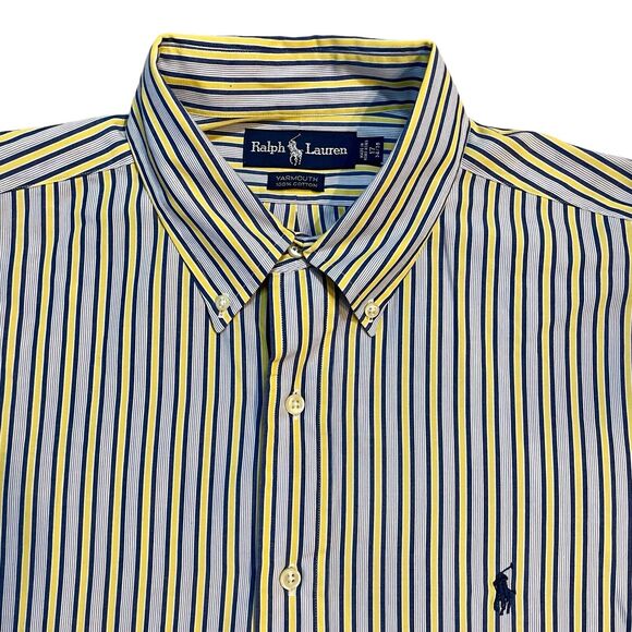 Ralph Lauren Mens Shirt 34/35 Designer Striped Preppy Event Interview - Picture 1 of 7